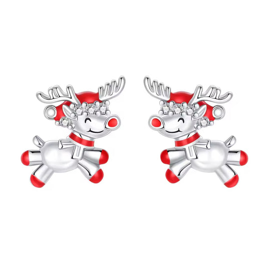 925 Sterling silver reindeer stud earrings