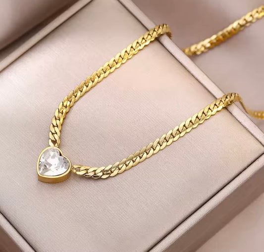 Stainless Steel 14K Gold-Plated Heart Necklace
