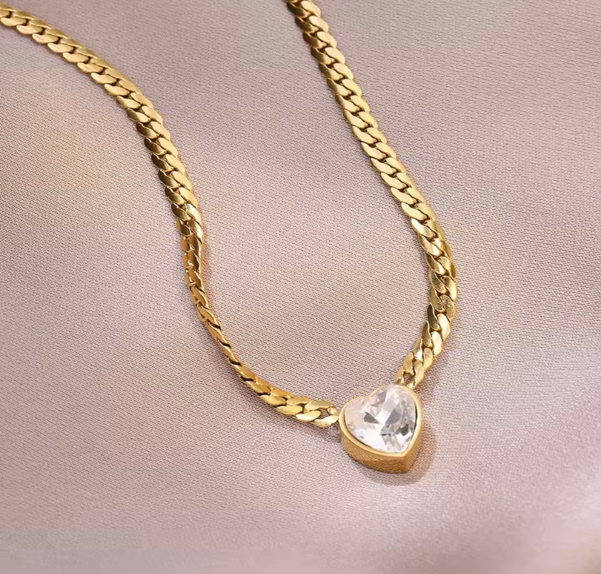 Stainless Steel 14K Gold-Plated Heart Necklace