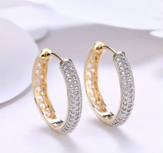 925 Sterling Silver 18K Gold Hollow Hoop earrings