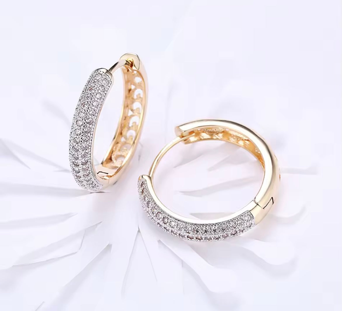 925 Sterling Silver 18K Gold Hollow Hoop earrings