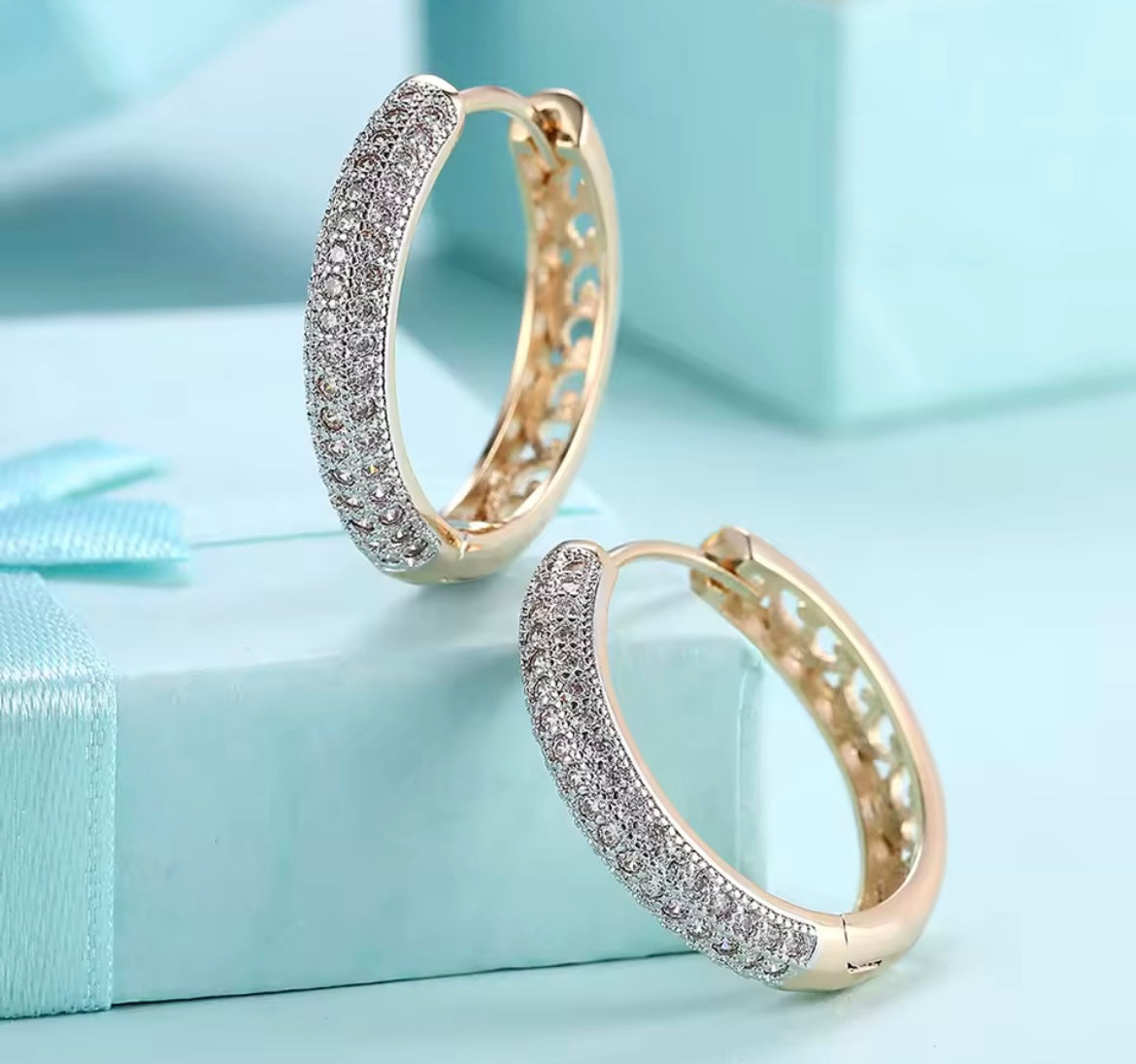925 Sterling Silver 18K Gold Hollow Hoop earrings
