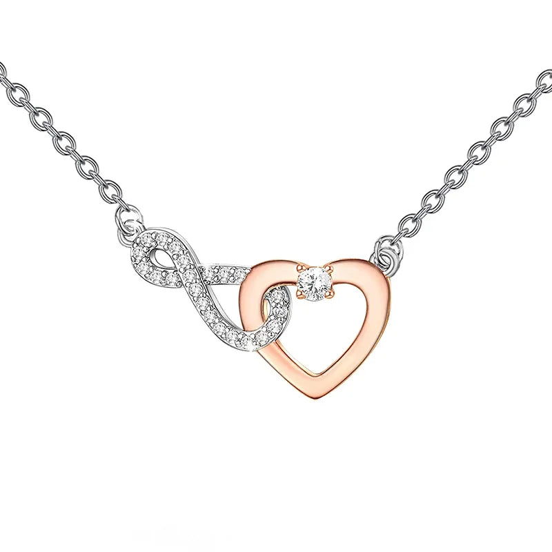 925 Sterling Silver Zircon Plating Inlay Heart Shape Pendant Necklace
