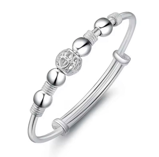 925 Sterling silver charm Bead Bangle bracelet