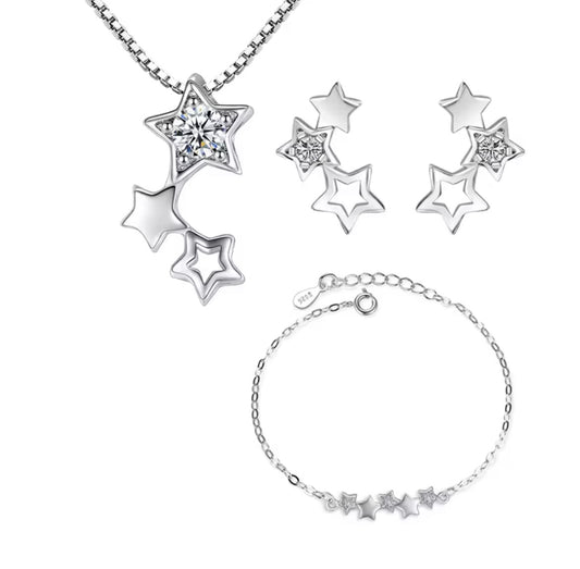 925 Sterling silver star jewellery set