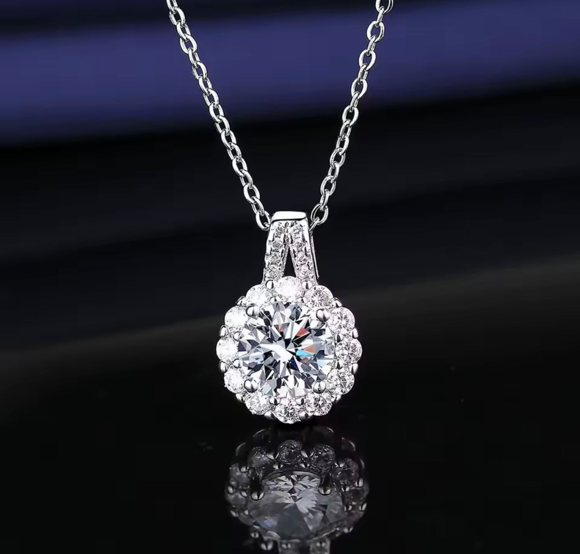 925 Sterling Silver Necklace Moissanite Pendant