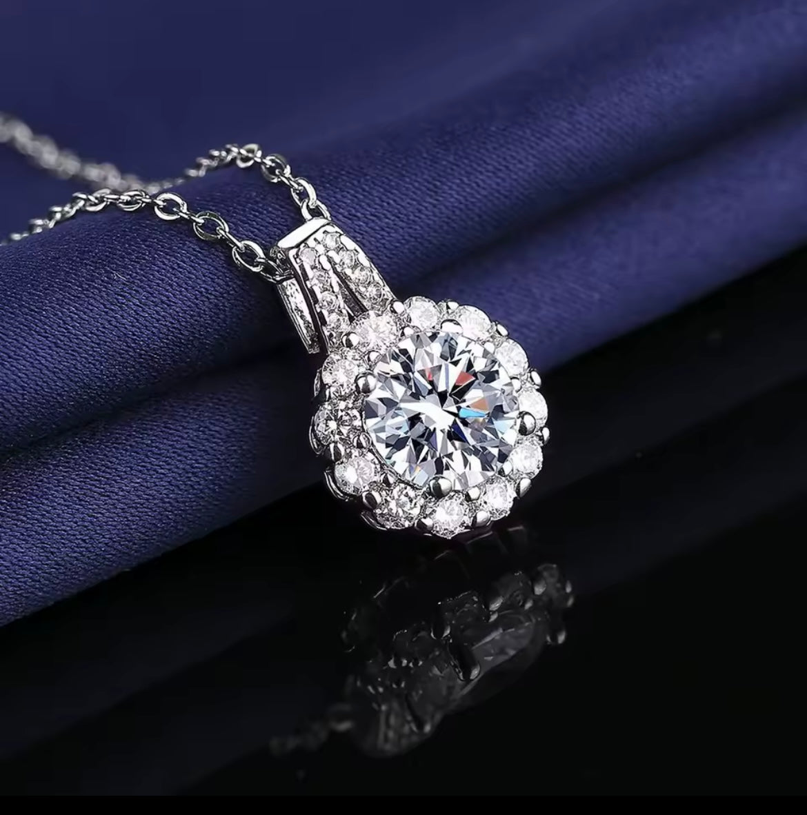925 Sterling Silver Necklace Moissanite Pendant