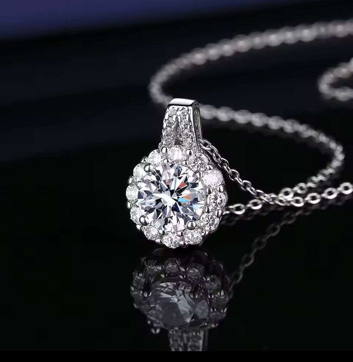 925 Sterling Silver Necklace Moissanite Pendant