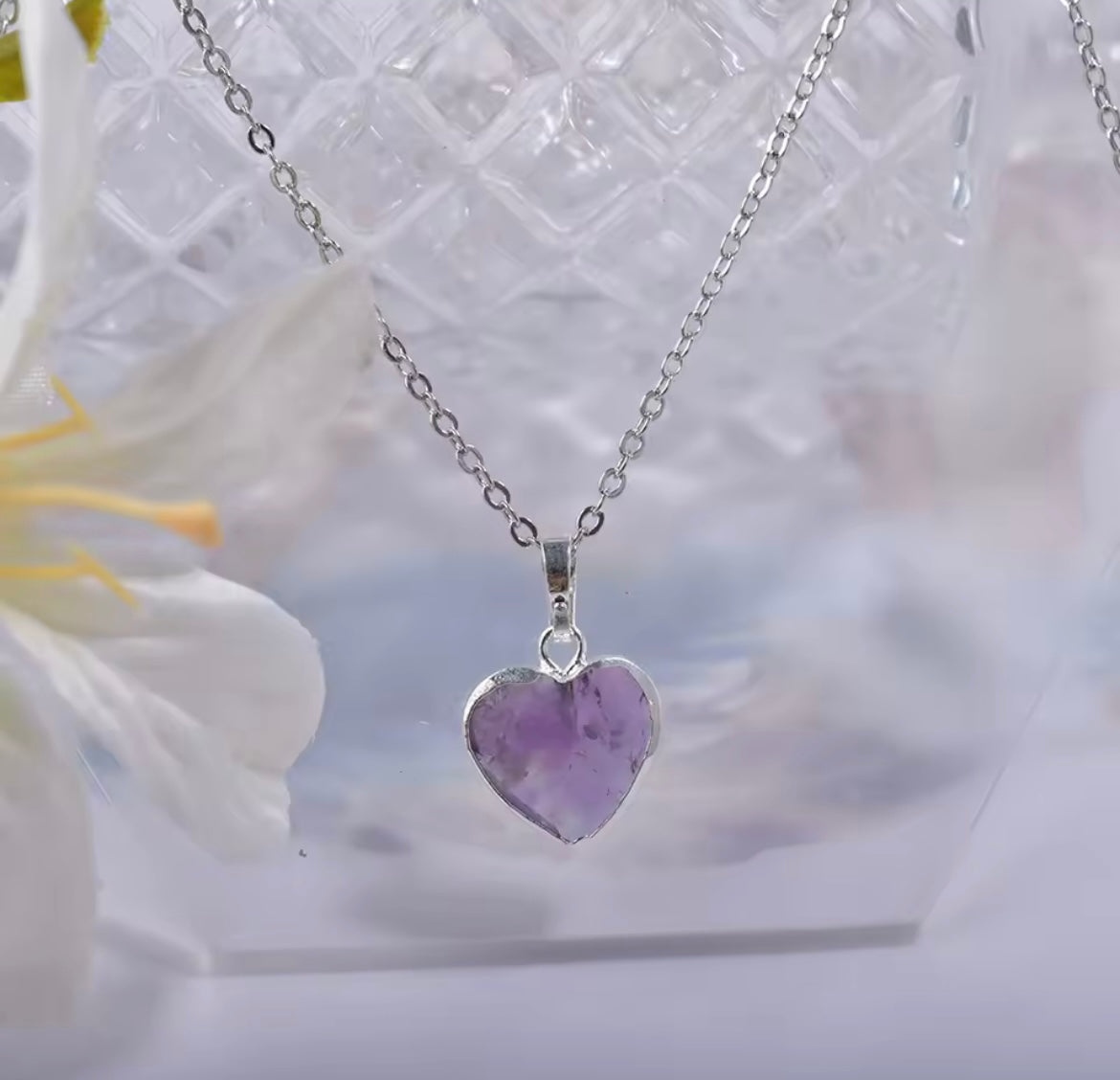 925 Sterling silver natural Heart Rose Quartz Pendant