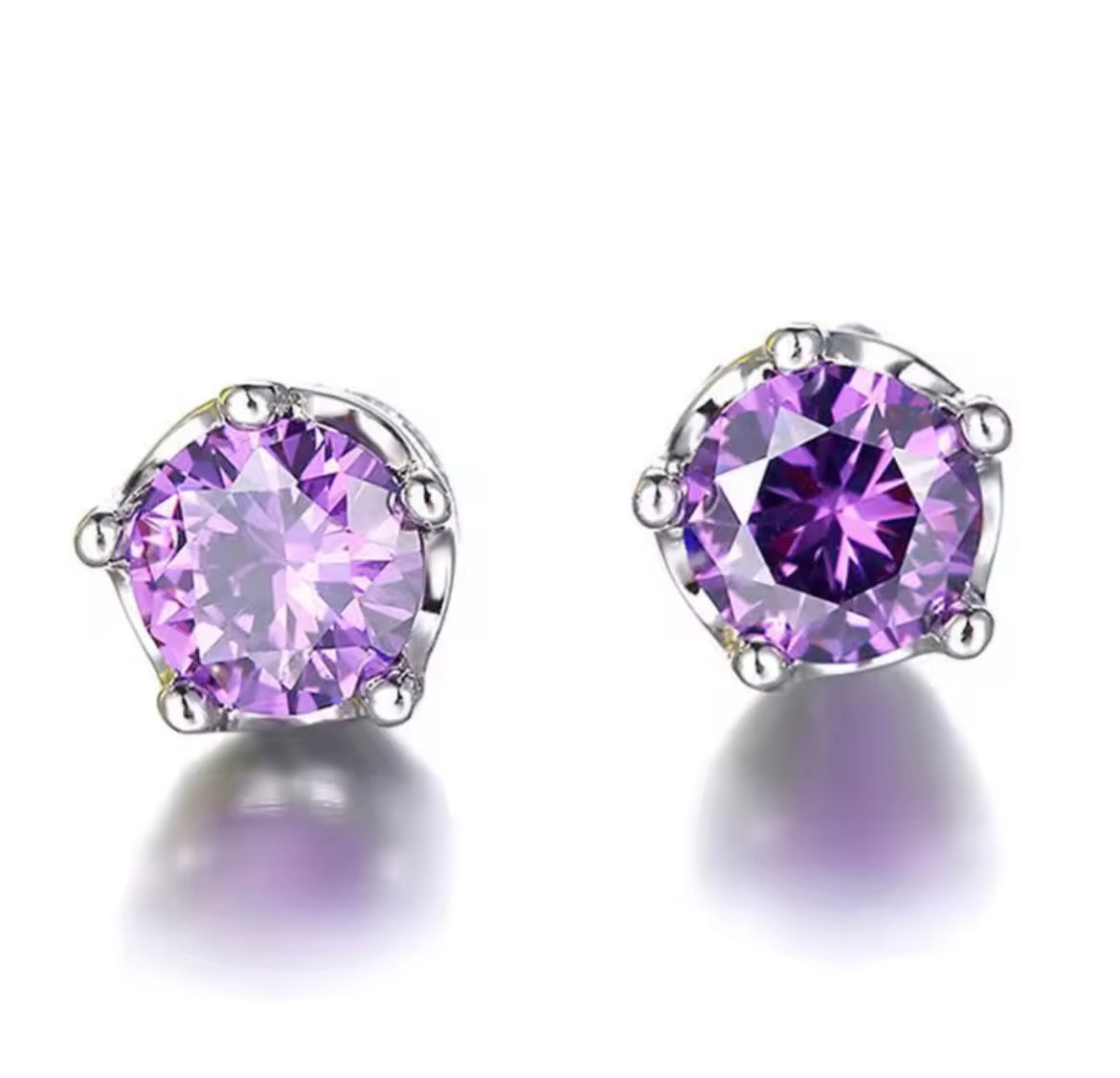925 Sterling silver Natural Purple Amethyst Stud Earrings