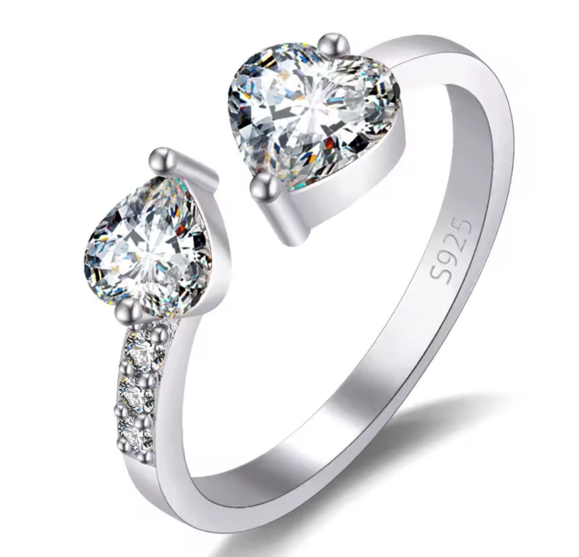 925 Sterling silver double heart ring