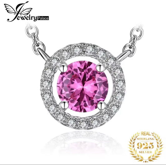 Pink Sapphire 925 Sterling Silver Pendant Necklace