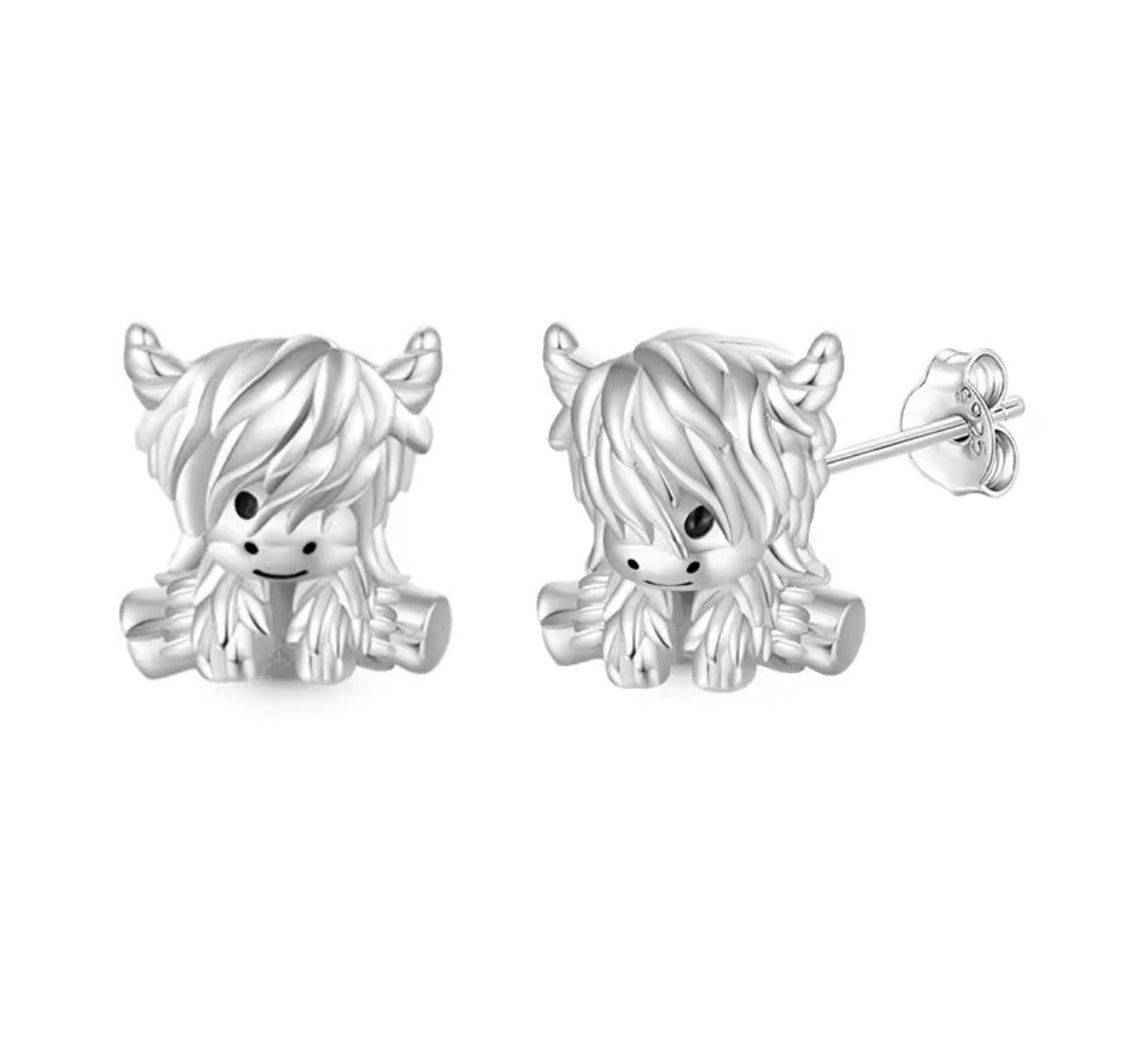 925 Sterling silver Highland Cow stud earrings