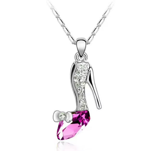 crystal High heel shoes Pendant Necklace