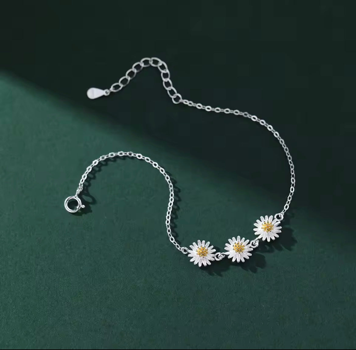 925 Sterling Silver Simple Daisy Flower bracelet