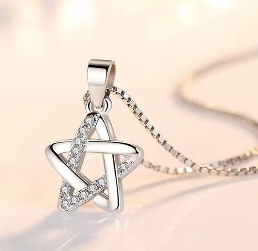 925 Sterling Silver Zircon Star Pendants Necklaces