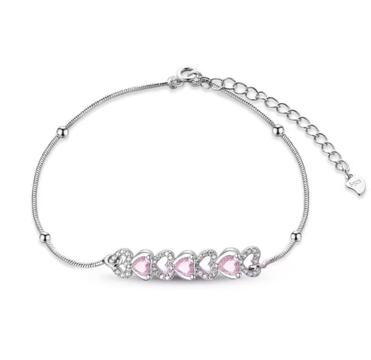 925 Sterling Silver Heart anklet