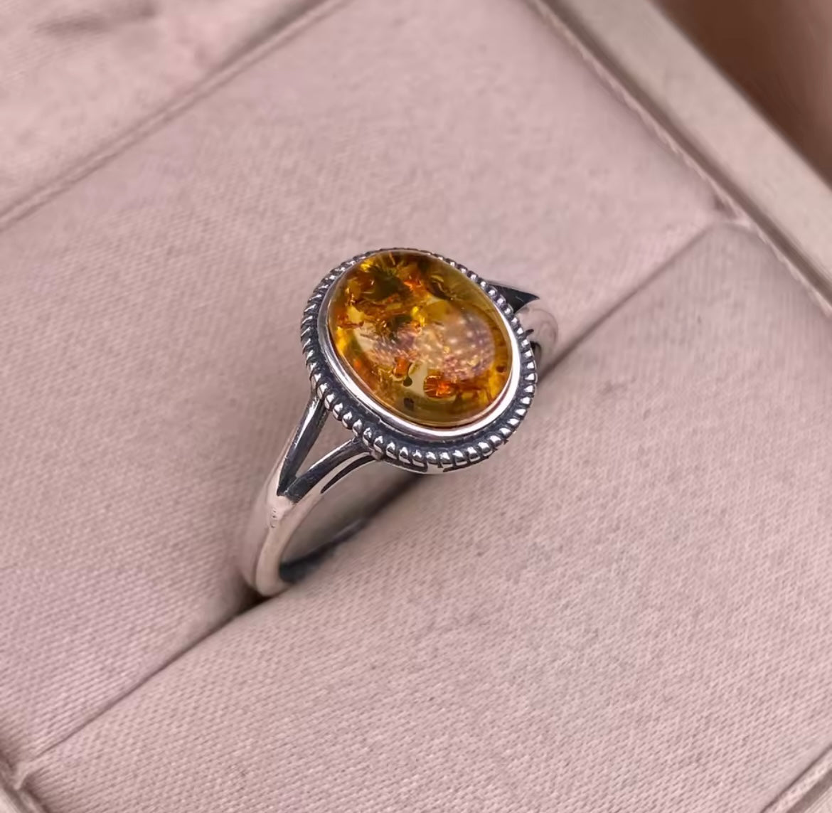 925 Sterling silver baltic amber ring