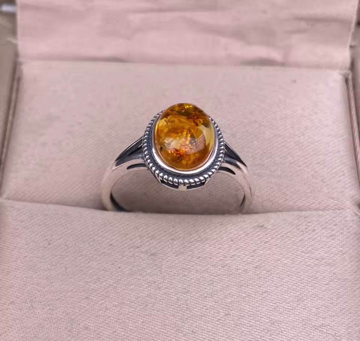 925 Sterling silver baltic amber ring