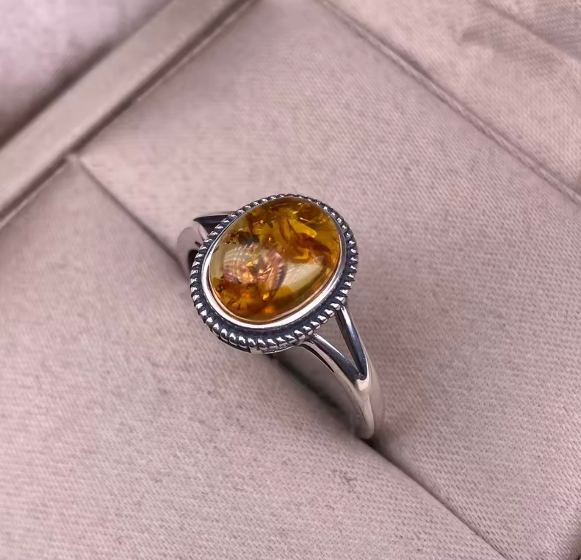 925 Sterling silver baltic amber ring
