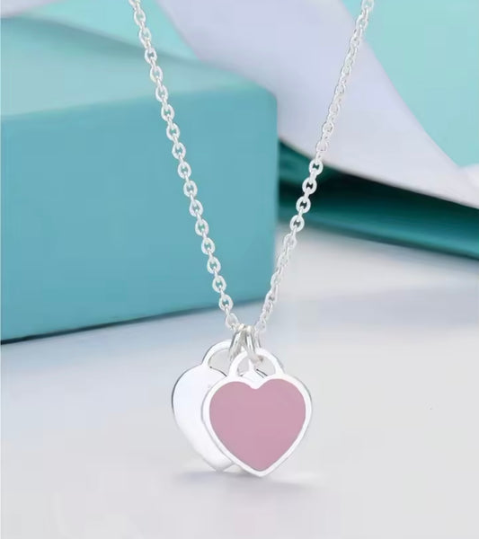 love sterling silver heart enamel necklace