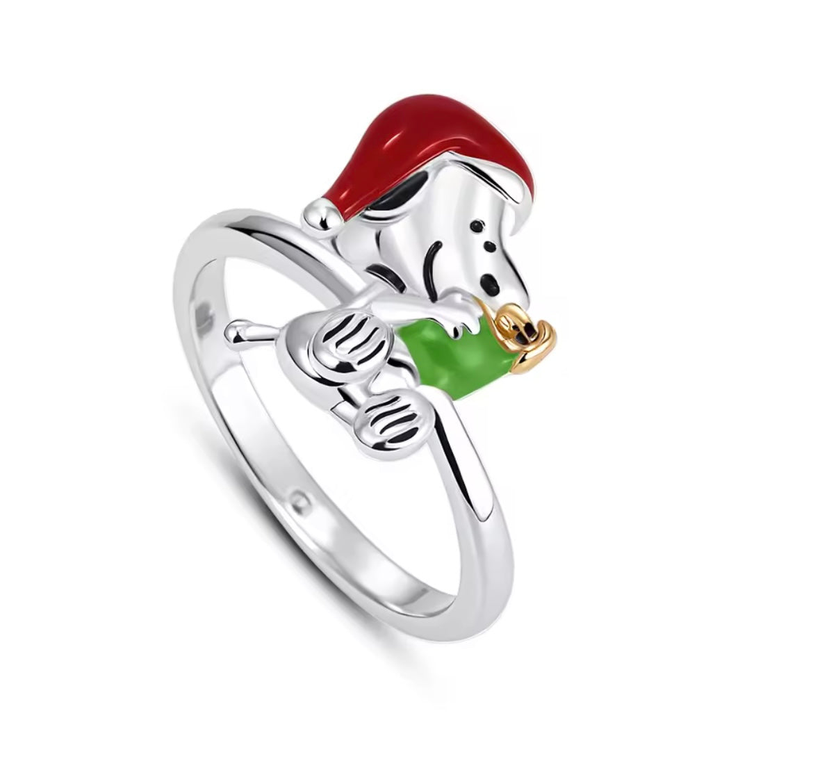 925 Sterling silver snoopy Christmas ring
