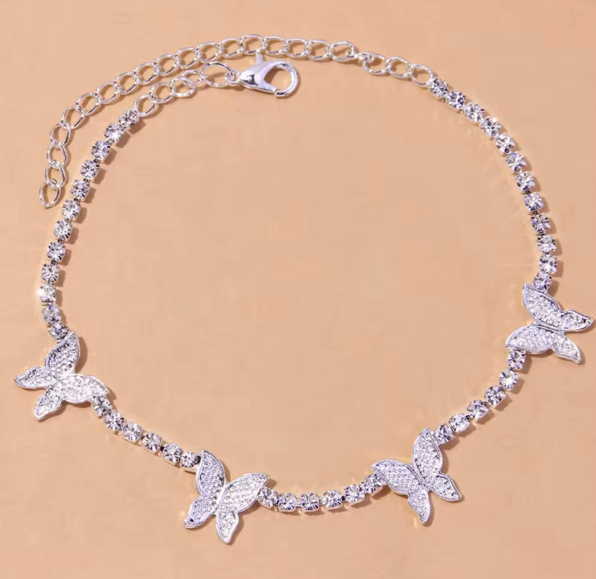 Fashion gold or silver butterfly anklet