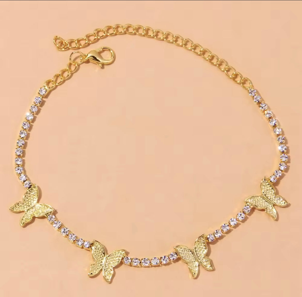 Fashion gold or silver butterfly anklet