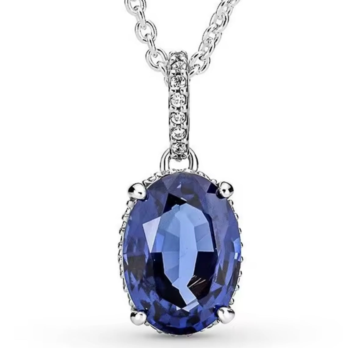 925 Sterling Silver Blue Crystal Halo Set 💙