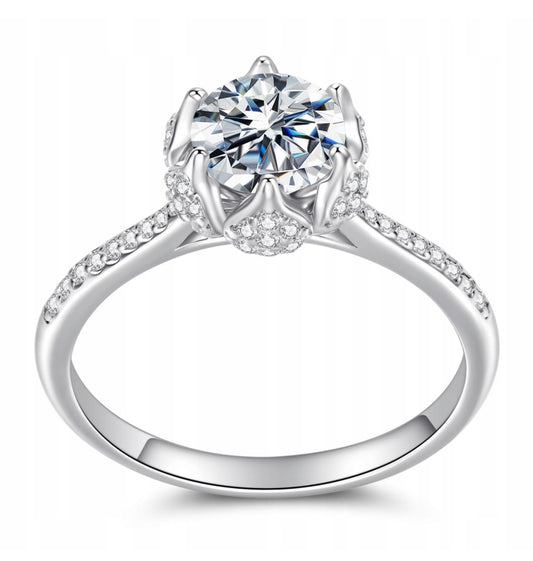 925 Sterling Silver 1CT Moissanite Flower Bud Ring