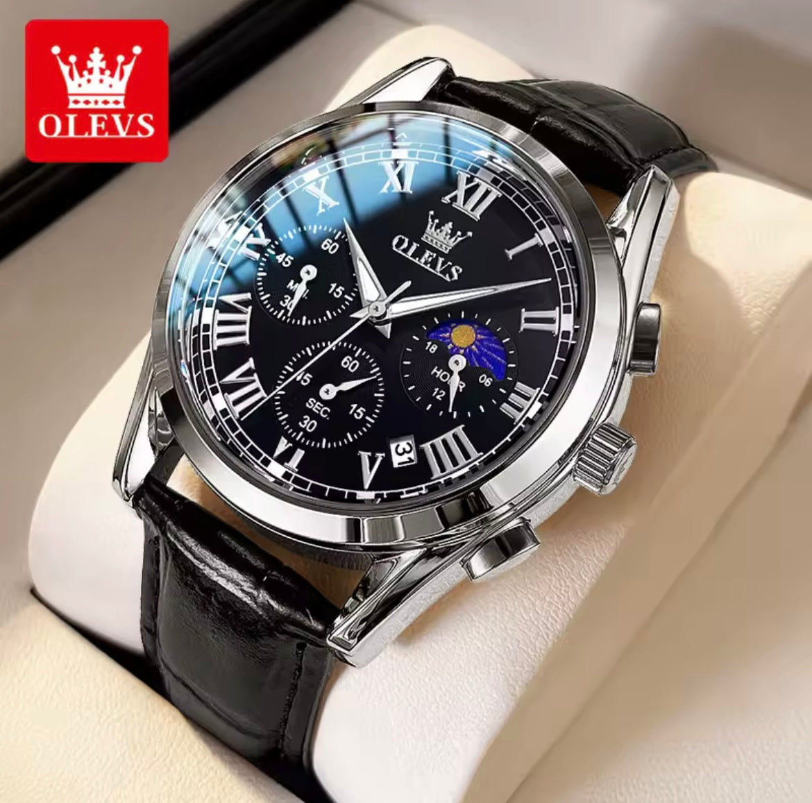 Men's Quartz Watch Leather Strap