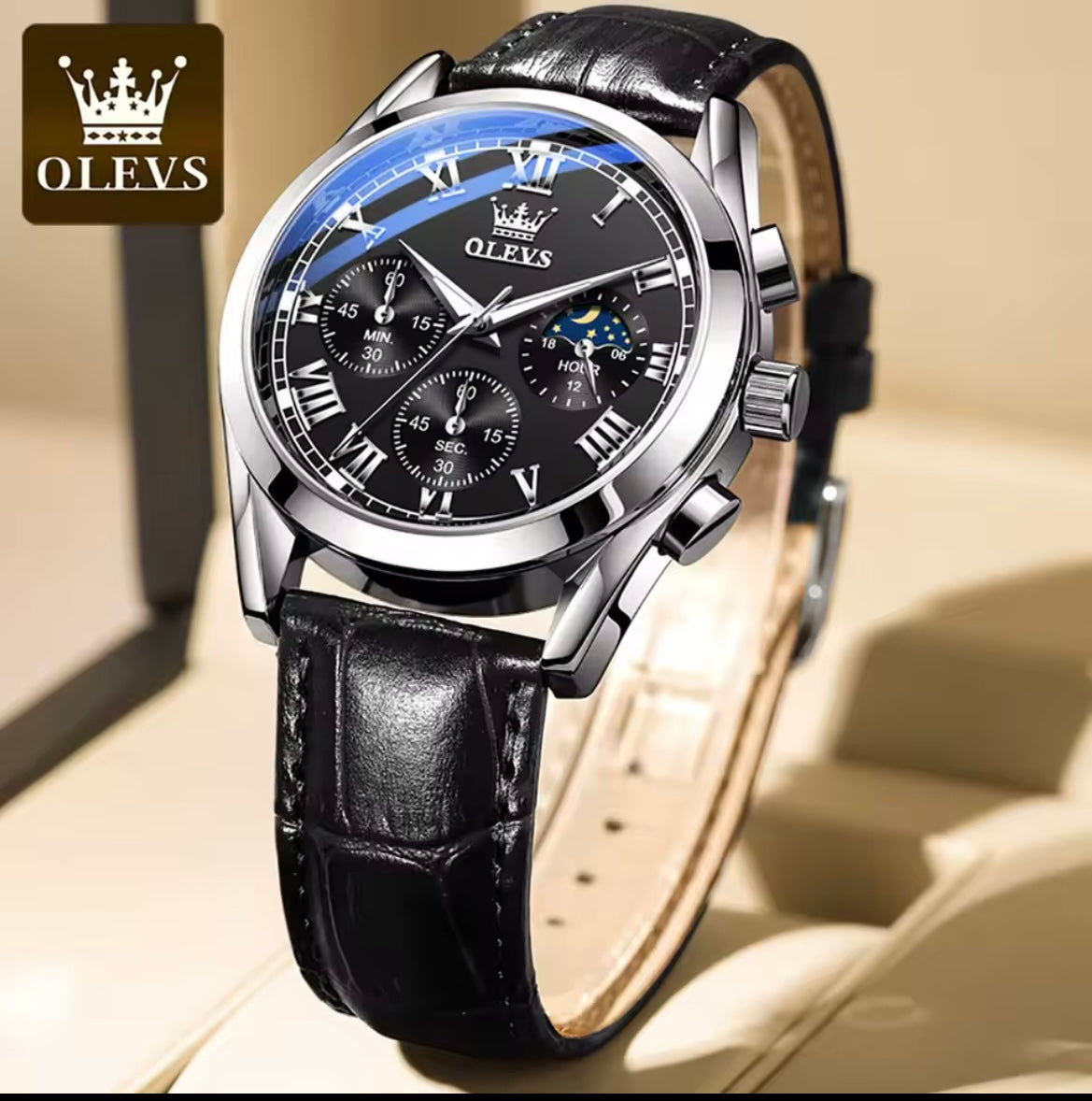 Men's Quartz Watch Leather Strap