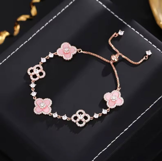 Crystal  Flower Stainless Steel Cuff Bracelet