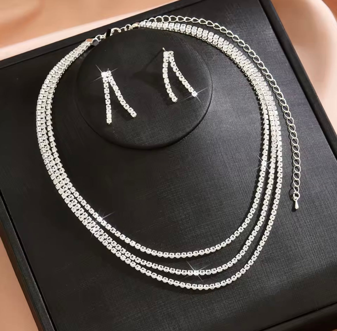 crystal-studded jewellery set