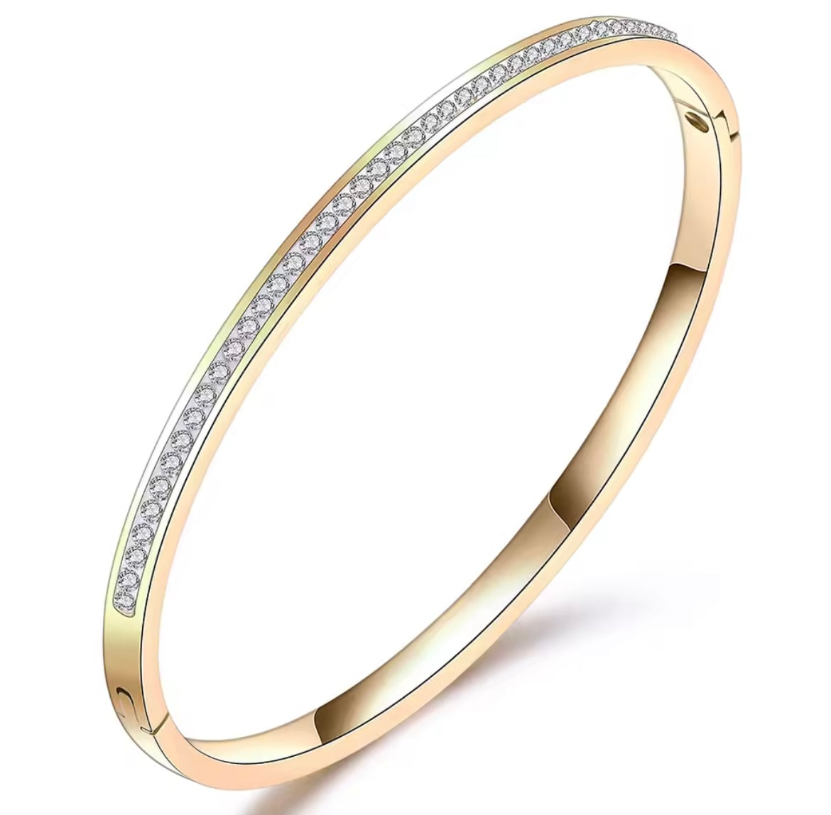 Stainless steel Crystal Opening Bangle