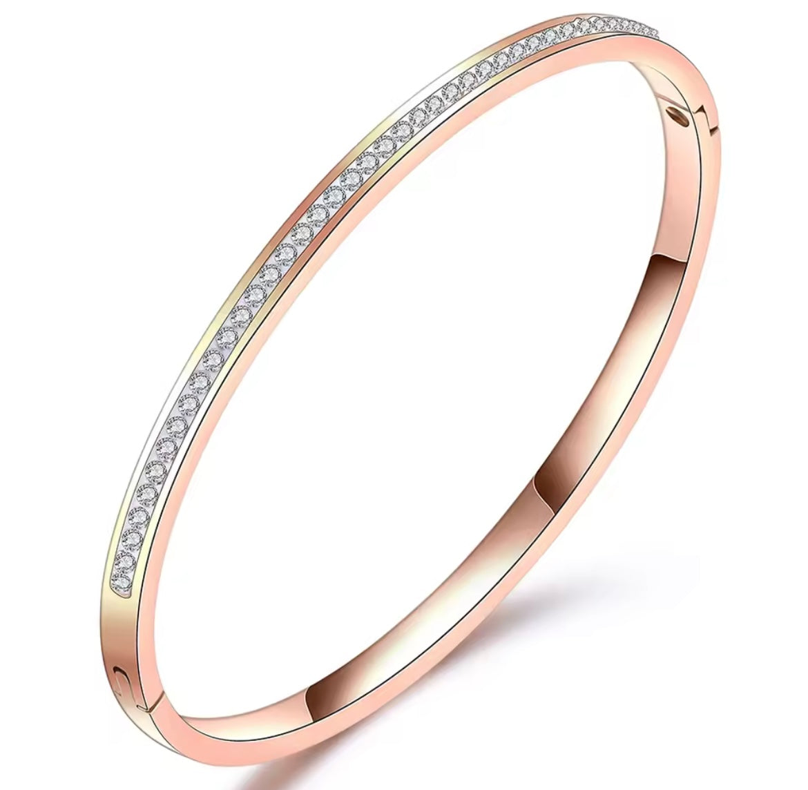 Stainless steel Crystal Opening Bangle