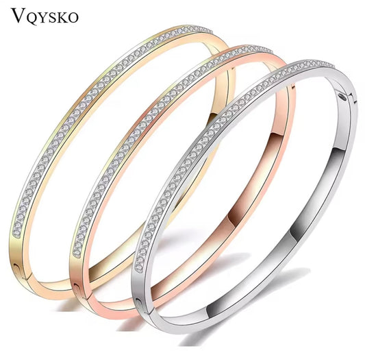 Stainless steel Crystal Opening Bangle