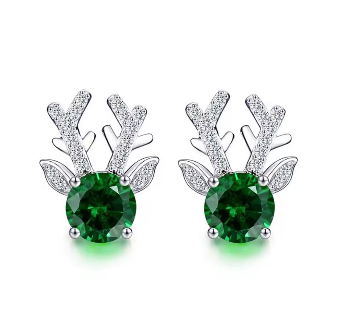 925 Sterling silver Green Alter Stud Earrings