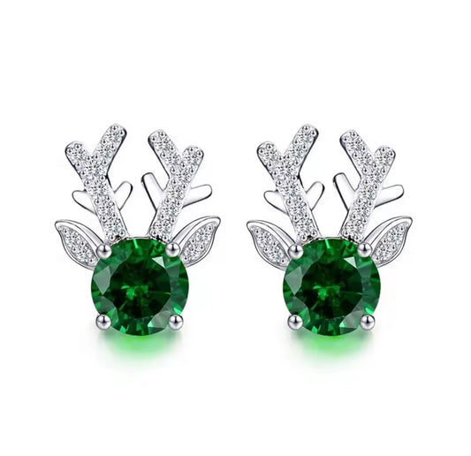 925 Sterling silver Green Alter Stud Earrings