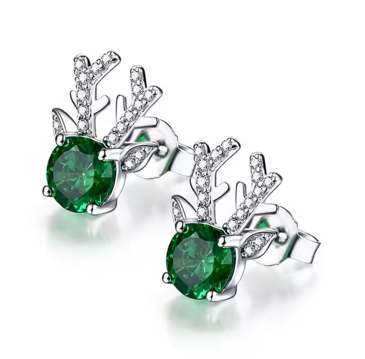 925 Sterling silver Green Alter Stud Earrings
