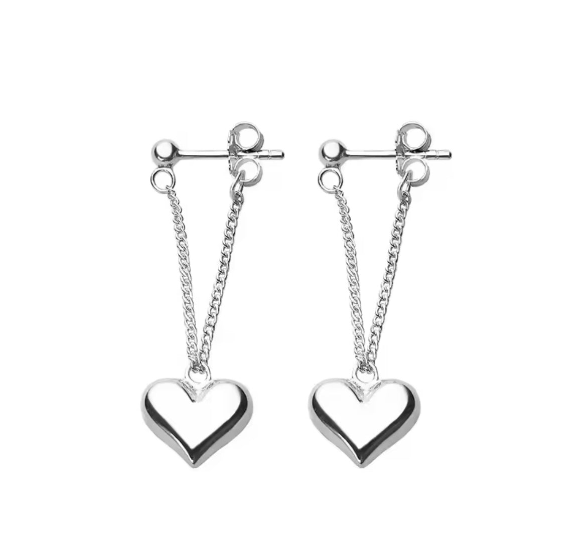 925 Sterling Silver Heart Chain Earring