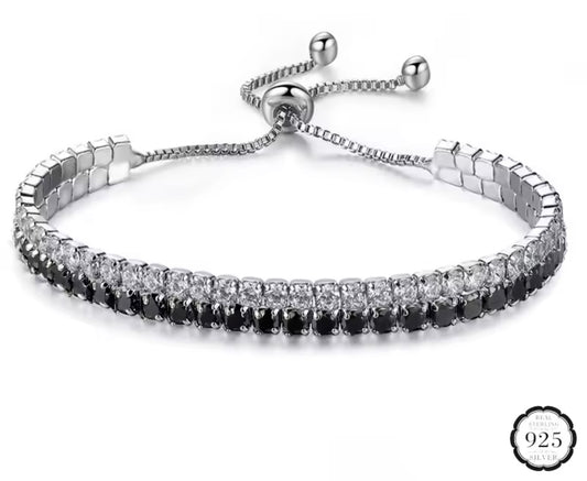 925 Sterling silver cubic Zircon adjustable bracelet