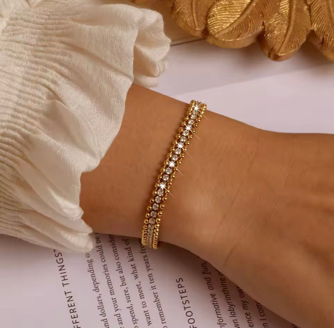 Stainless Steel  Three Layers Bead Chain Bracelets Bli
