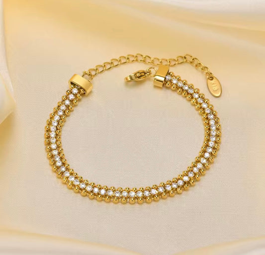Stainless Steel  Three Layers Bead Chain Bracelets Bli