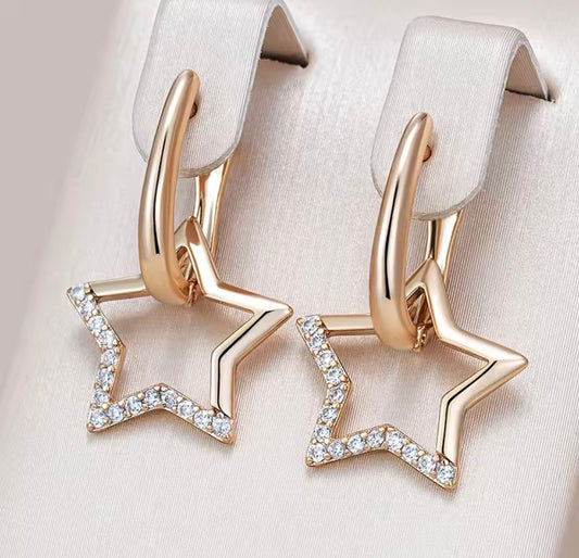 Rose Gold  Star Dangle Earrings