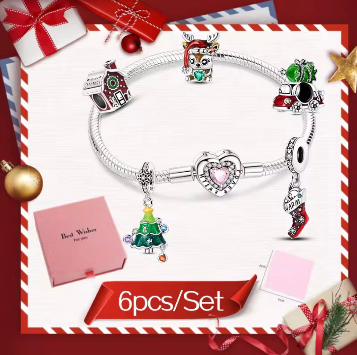 925 Sterling Silver Christmas Charm Set