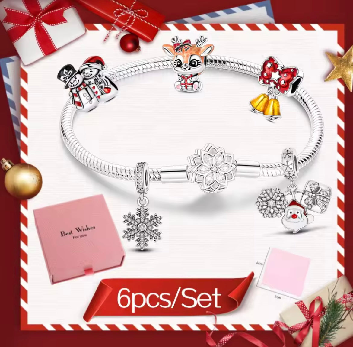 925 Sterling Silver Christmas Charm Set
