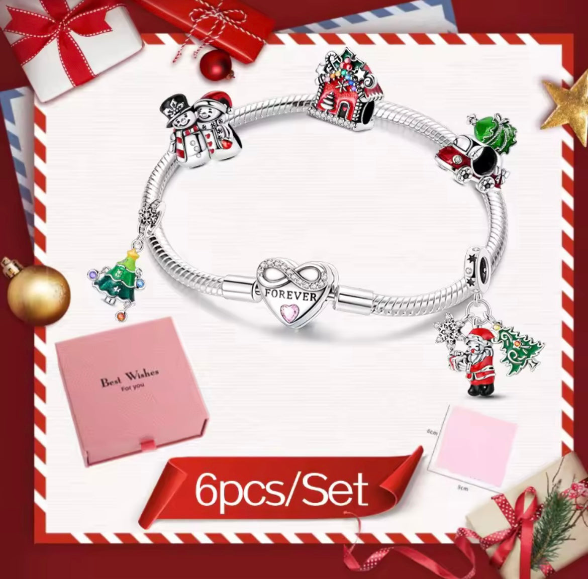 925 Sterling Silver Christmas Charm Set
