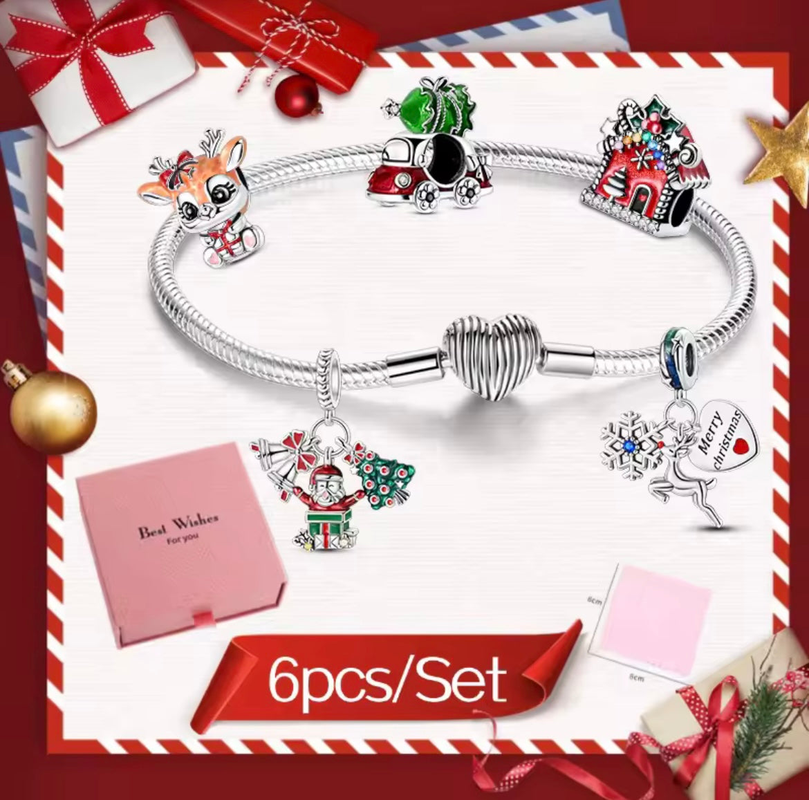 925 Sterling Silver Christmas Charm Set