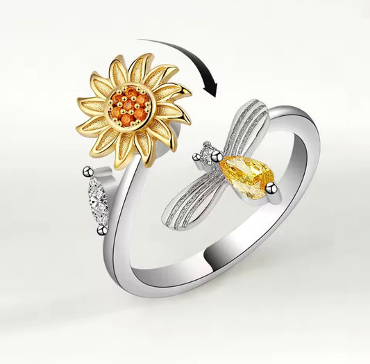 925 Sterling Silver Rotatable Relieve Stress Ring